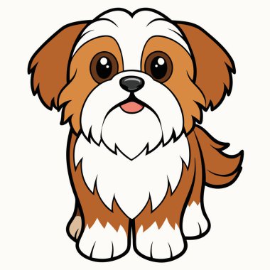 Şirin çizgi film Shih Tzu Dog - Renkli Vektör İllüstrasyonu