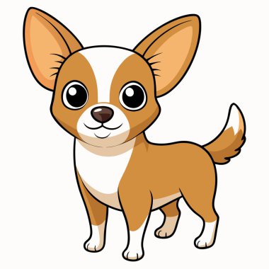 Beyaz arka planda izole edilmiş şirin bir Chihuahua çizgi filmi. Vektör illüstrasyonu.