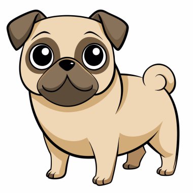 Beyaz arka planda pug dog, vektör illüstrasyonu