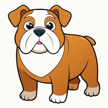 Beyaz arka planda izole edilmiş şirin buldog çizgi filmi. Vektör illüstrasyonu.