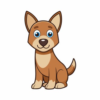 Beyaz arka planda izole edilmiş şirin çizgi film köpeği. Vektör illüstrasyonu.