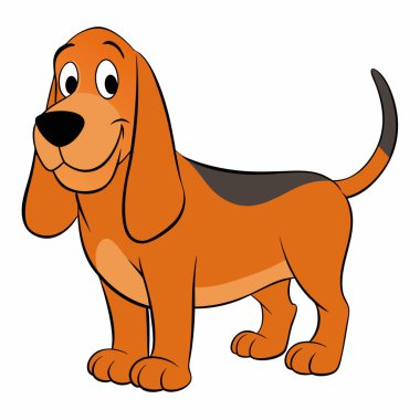 Beyaz arka planda izole edilmiş şirin çizgi film av köpeği..