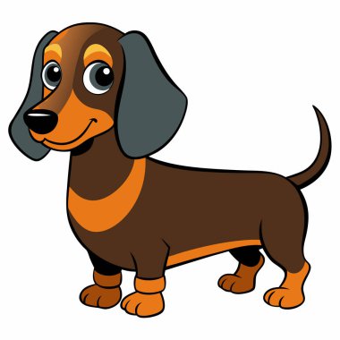 Dachshund köpek çizgi filmi şirin köpek vektörü beyaz arkaplan