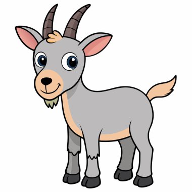 Keçi Çizgi Filmi Vektör İllüstrasyon Sahnesi Beyaz Arkaplan