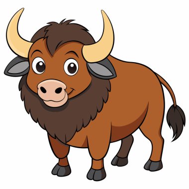 Buffalo Çizgi Filmi Vektör İllüstrasyon Sahnesi Beyaz Arkaplan