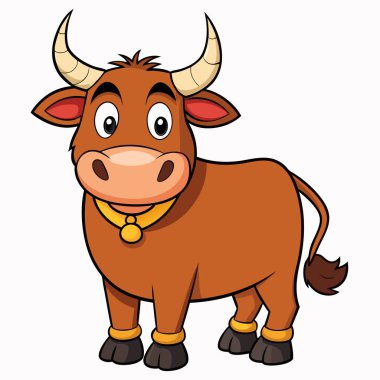 Bull Çizgi Filmi Vektör İllüstrasyon Sahnesi Beyaz Arkaplan