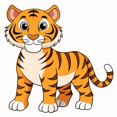 Kaplan Çizgi Filmi Vektör İllüstrasyon Sahnesi Beyaz Arkaplan