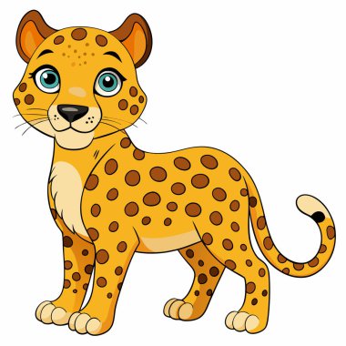 Jaguar leoparı Çizgi film Vektör İllüstrasyonu Beyaz Arkaplan