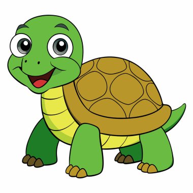 Çizgi film kaplumbağası sallayan şirin karikatür kaplumbağasının vektör çizimi, şirin, beyaz arkaplan, vektör illüstrasyonu