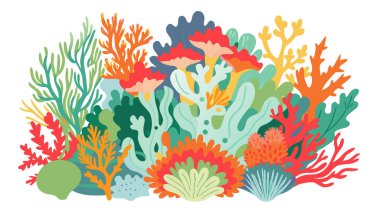 Renkli mercanlar, beyaz arkaplan, duvar kağıdı, vektör dosyası