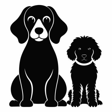 Beagle, Fino köpeği Baş silueti Vektör illüstrasyonunun ön görüntüsü Beyaz Arkaplan