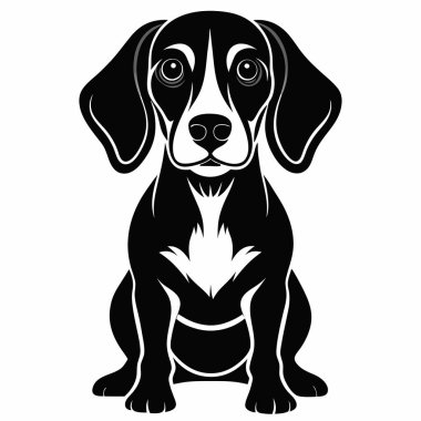 Beagle Dog Baş Siluet Vektör illüstrasyonunun Öngörünümü Beyaz Arkaplan