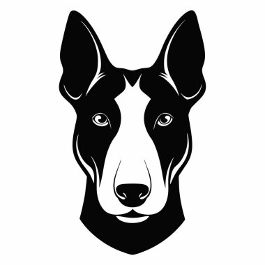Bull Terrier köpeği baş siluet Vektör illüstrasyonu Beyaz Arkaplan Görünümü