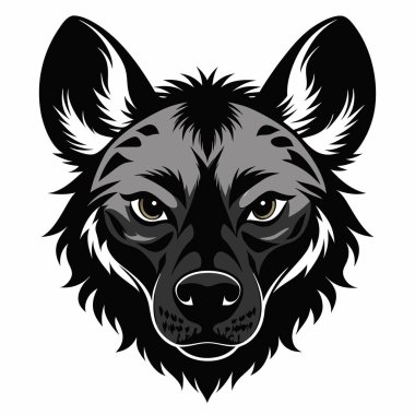 Sırtlan köpek baş siluet Vektör illüstrasyonunun ön görünümü Beyaz Arkaplan