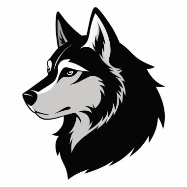 Sibirya Husky Köpek Başı Şekil Vektörü İllüstrasyonu