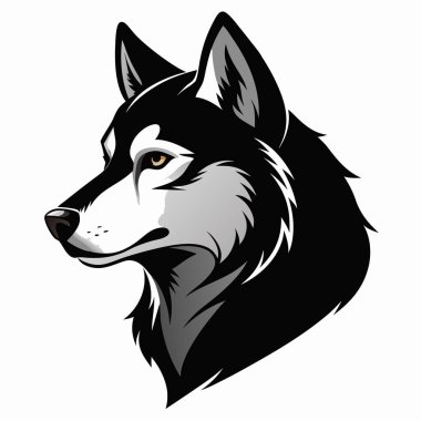 Sibirya Husky Köpek Başı Şekil Vektörü İllüstrasyonu