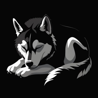 Sibirya Husky Köpek Başı Şekil Vektörü İllüstrasyonu