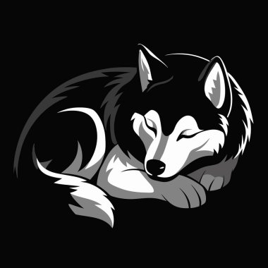 Sibirya Husky Köpek Başı Şekil Vektörü İllüstrasyonu