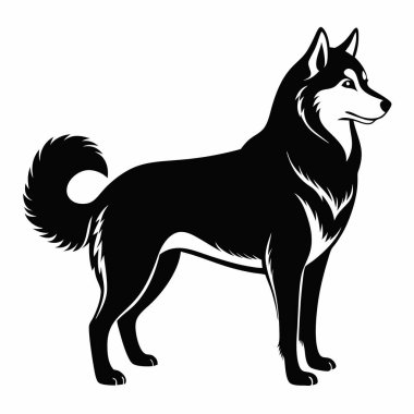 Sibirya Husky Köpek Başı Şekil Vektörü İllüstrasyonu