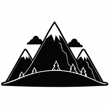 Dağların simgesi. Web için dağ vektör simgesinin basit çizimi