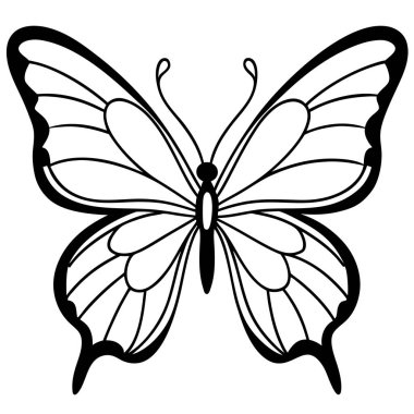 Kelebek simgesi vektörü, beyaz arkaplanda izole