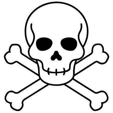 Kemikli kafatası, illüstrasyon, beyaz arka plan üzerinde vektör.