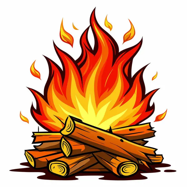 Ateş Yanan Isı Kırmızı Sarı Vektör Resimleri Beyaz Arkaplan