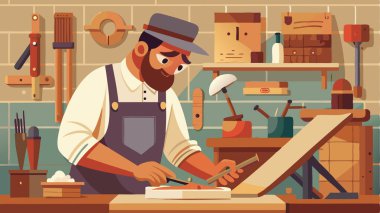 Sanatsal Marangoz El Yapımı Sanatı ve Düzenleme Vektörü