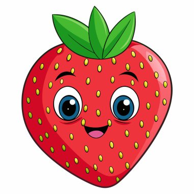 Beyaz arkaplan vektör illüstrasyonunda izole edilmiş şirin çizgi film çileği