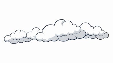 Beyaz arkaplan illüstrasyon vektöründe yağmurlu beyaz ve gri bulut çizgileri