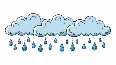 Beyaz arkaplan illüstrasyon vektöründe yağmurlu beyaz ve gri bulut çizgileri