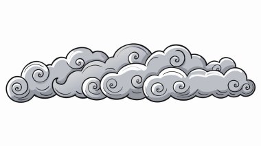 Beyaz arkaplan illüstrasyon vektöründe yağmurlu beyaz ve gri bulut çizgileri