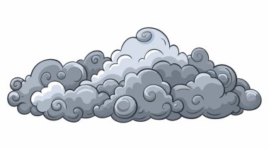 Beyaz arkaplan illüstrasyon vektöründe yağmurlu beyaz ve gri bulut çizgileri