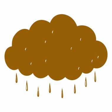 Yağmurlu kahverengi ve sarı bulutlar, beyaz arkaplan illüstrasyonu, vektör