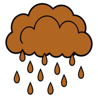 Yağmurlu kahverengi ve sarı bulutlar, beyaz arkaplan illüstrasyonu, vektör