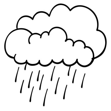 Yağmur beyazı arkaplan illüstrasyon vektörüyle bulut çizimi