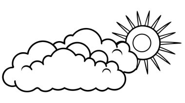 Beyaz arkaplan illüstrasyon vektöründe yağmurlu beyaz ve gri bulut çizgileri