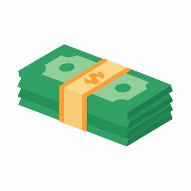 100 Dolarlık deste dolar ikonu izometrik 