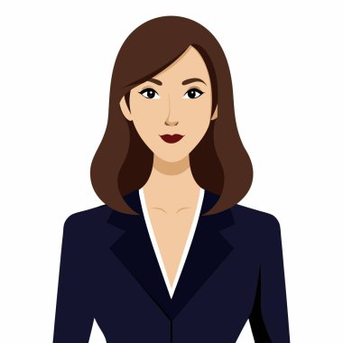 Takım elbiseli güzel esmer kadın. Vektör illüstrasyonu.