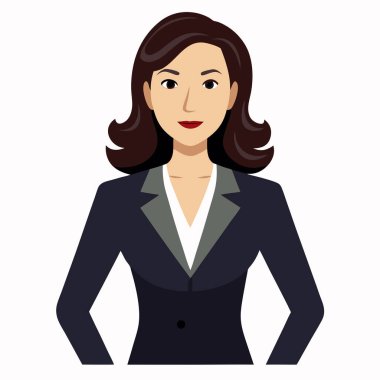 Takım elbiseli güzel esmer kadın. Vektör illüstrasyonu.