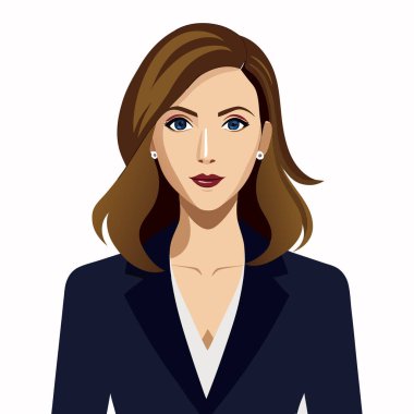 Takım elbiseli güzel esmer kadın. Vektör illüstrasyonu.