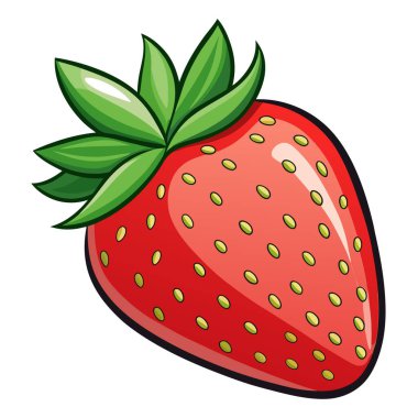 Yapraklı taze çilek vektör çizim grafik tasarımı