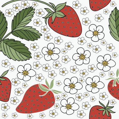Çilek duvar kâğıdı yumuşak renk çiçek deseni vektör illüstrasyonsuz desen