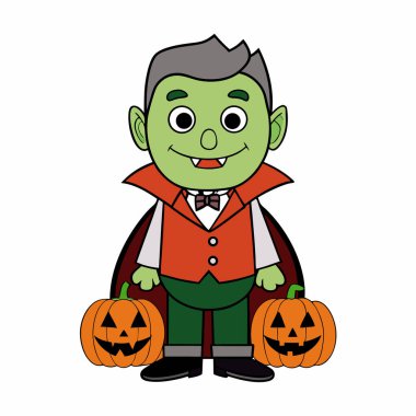 Cadılar Bayramı Drakula Vampiri Dolunay Gecesi İllüstrasyonu