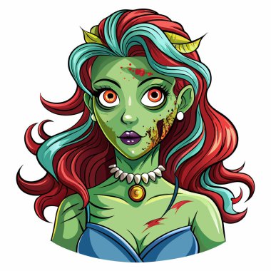 Cadılar Bayramı yeşil hayalet illüstrasyonu Dolunay gecesi