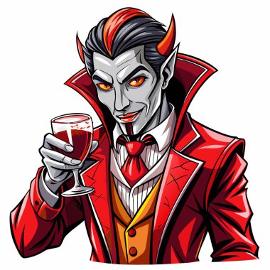 Cadılar Bayramı Drakula Vampiri Dolunay Gecesi İllüstrasyonu