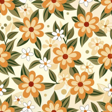 Çiçeklerin kusursuz duvar kağıdı deseni, gül elementleri Ditsy Flora bölme arkaplanı için