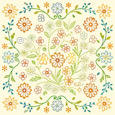 Çiçeklerin kusursuz duvar kağıdı deseni, gül elementleri Ditsy Flora bölme arkaplanı için