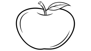 Apple Line beyaz arka planda bir elmanın çizimi. Vektör illüstrasyonu.