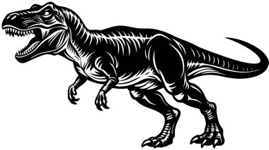 Tyrannosaurus Rex dinozor siyah beyaz desenli
